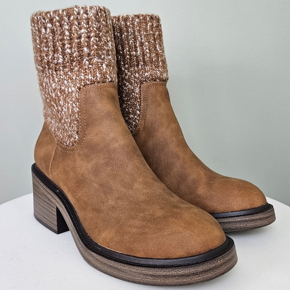 Portland Boot Company Women's Cozy Sweater Knit Bootie Cognac - Picture 5 of 12